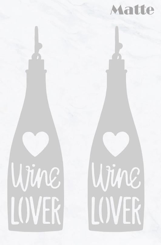 Wine Lover Cut Out Metal Earrings (Matte Sliver)