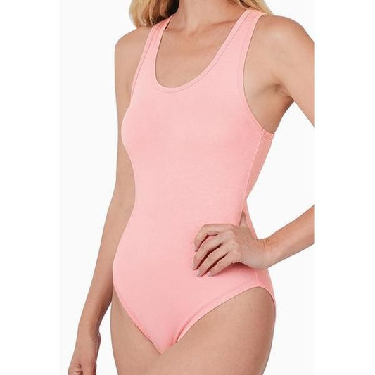 Premium Cotton Racer Back Tank Bodysuit (Dusty Pink)