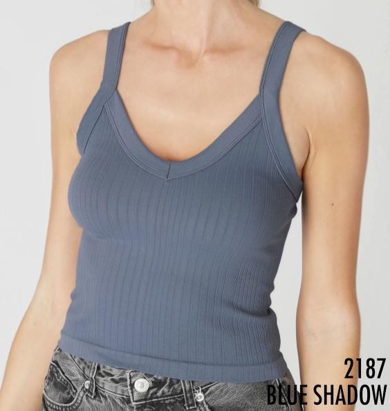 Deep V Neck Ribbed Top