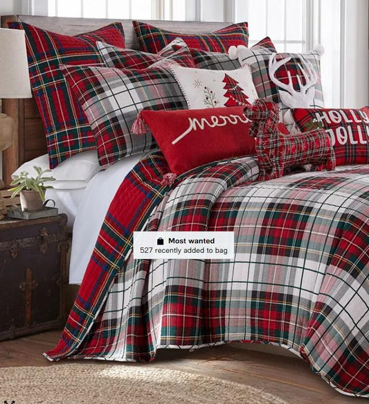 Spencer Plaid Red Quilt (King)