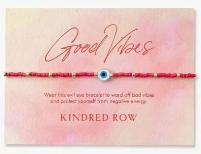 Evil Eye Beaded Bracelet (Red Coral)