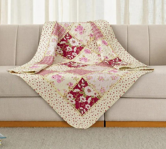 "Kensington Floral" Quilted Throw Blanket 50"x60"