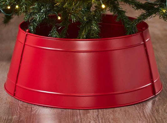 Christmas Tree Collar Metal Barn Red