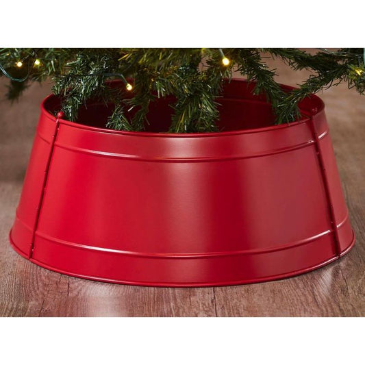 Christmas Tree Collar Metal Barn Red