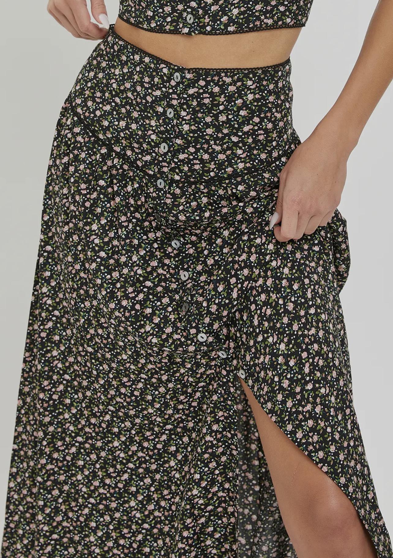 Ditsy button Down Maxi Skirt