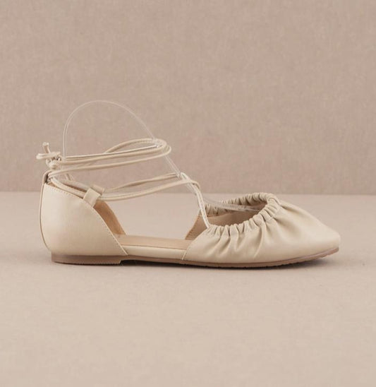 The Laney Beige Lace Up Ballet Flat