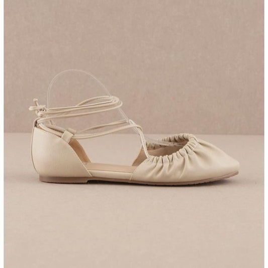 The Laney Beige Lace Up Ballet Flat