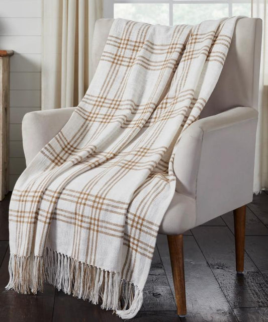 Wheat Plaid Woven Throw