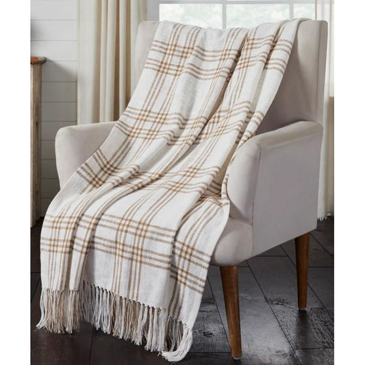 Wheat Plaid Woven Throw