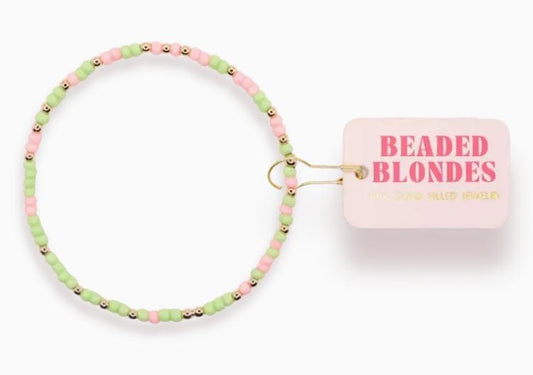Beaded Blondes Light Pink and Light Green Sprinkle Bracelet