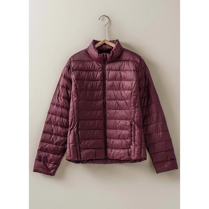 Lightweight Channel-Quilted Puffer Jacket (Burgundy)