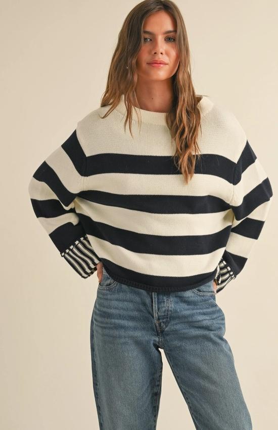 Black/White Striped Sweater Top
