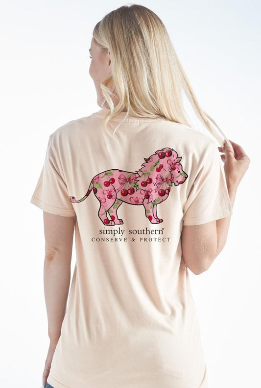 Simply Southern Short Sleeve Lion Cherry Tee