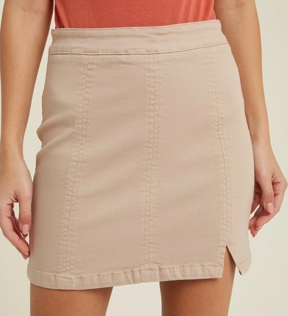 Stretch Cotton Mini Skirt (Twig)