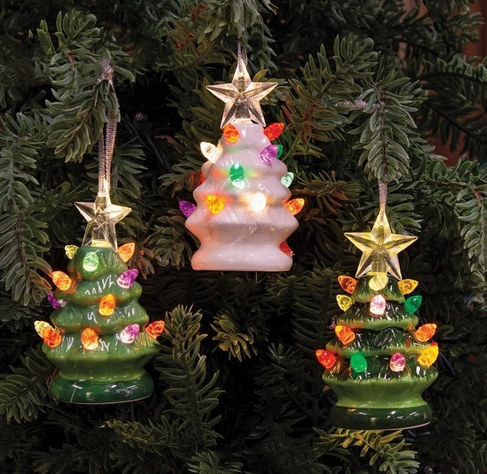 Ceramic Tree Glow Ornament - 3 Assorted