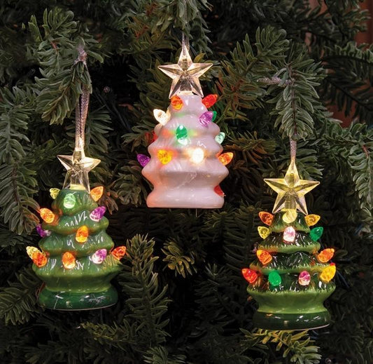 Ceramic Tree Glow Ornament - 3 Assorted