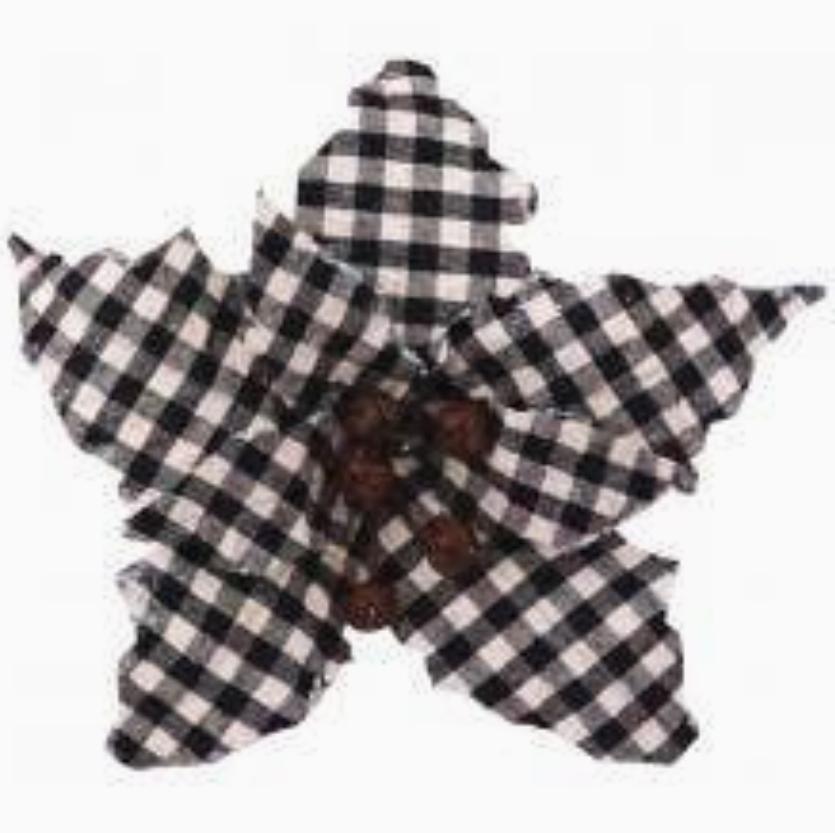 Black/White Plaid Poinsettia Clip Ornament