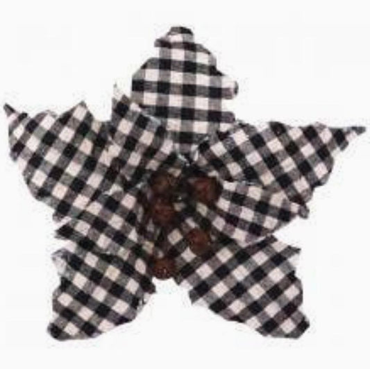 Black/White Plaid Poinsettia Clip Ornament