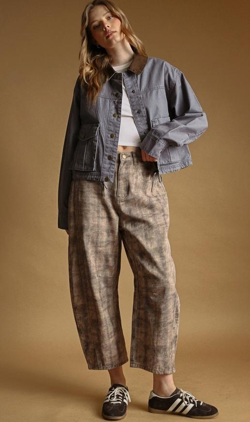 Collar Contrasted Utility Jacket (Denim Blue)