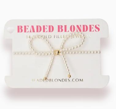 Beaded Blondes Pearl Bow Bracelet