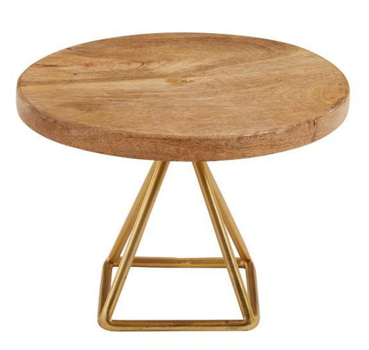 Wood/Gold Triangle Serving Stand (Short)