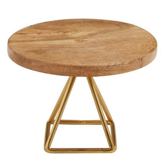 Wood/Gold Triangle Serving Stand (Short)