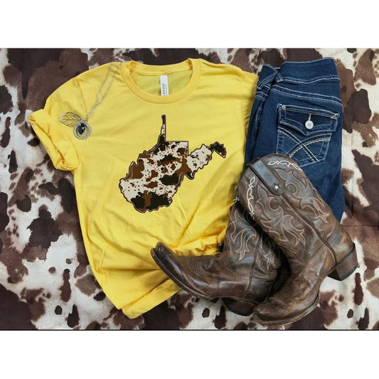 Brown Cow Print West Virginia Tee