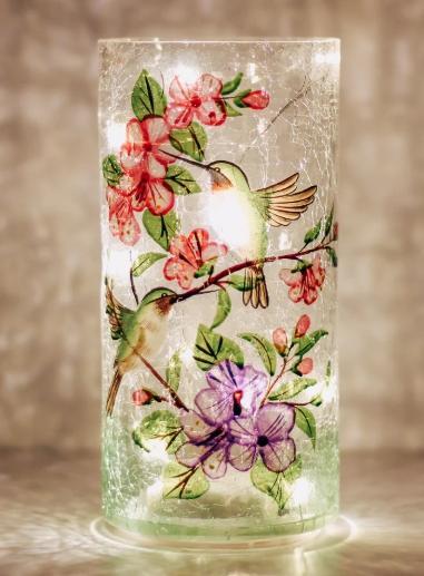 Hummingbird - LED Glass Pillar