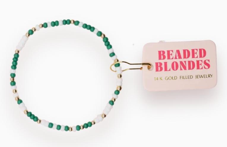 Beaded Blondes Green and White Sprinkle Bracelet