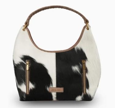 Loyal West Medium Purse - Black & White Cowhide