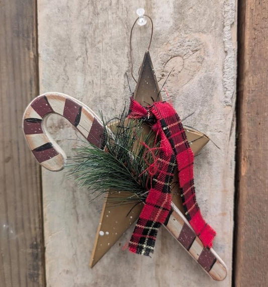 Primitive Star and Candy Cane Hanger
