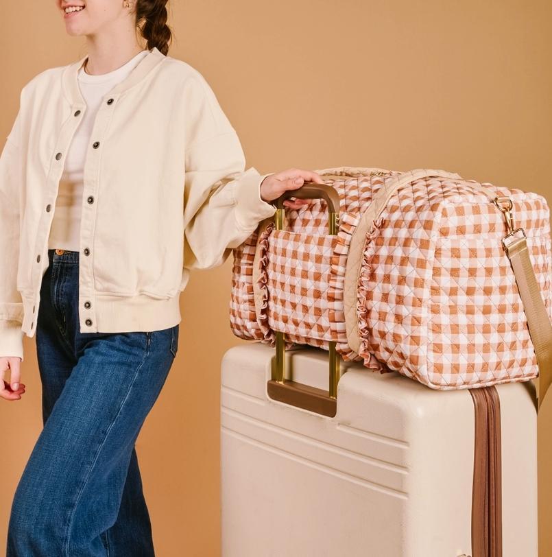 The Darling On-The-Go Quilted Weekender Bag Maple Gingham