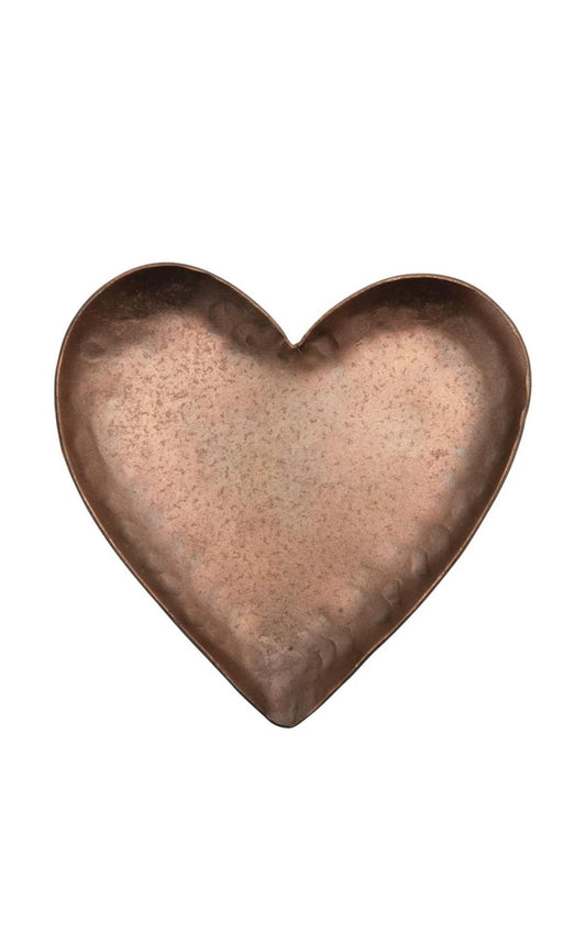 Decorative Pounded Metal Copper Plated Heart Dish