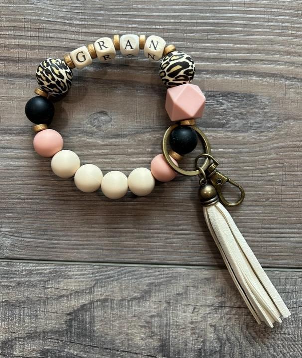 Silicone Name Block Keychain Wristlet