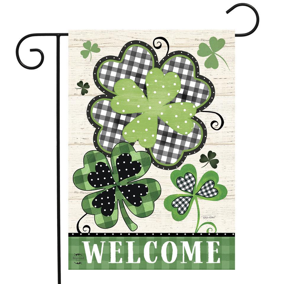 Patterned Shamrocks Welcome Flag