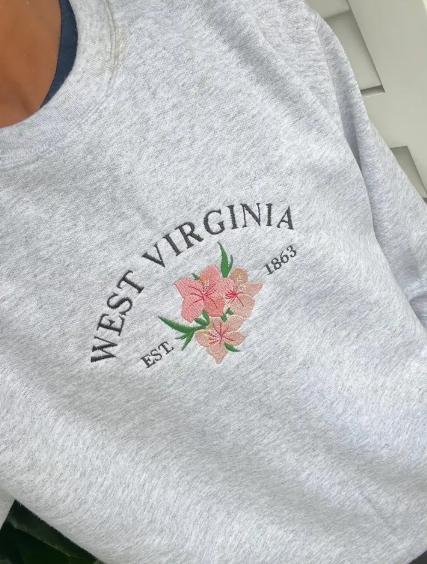 West Virginia State Flower Embroidered Sweatshirt
