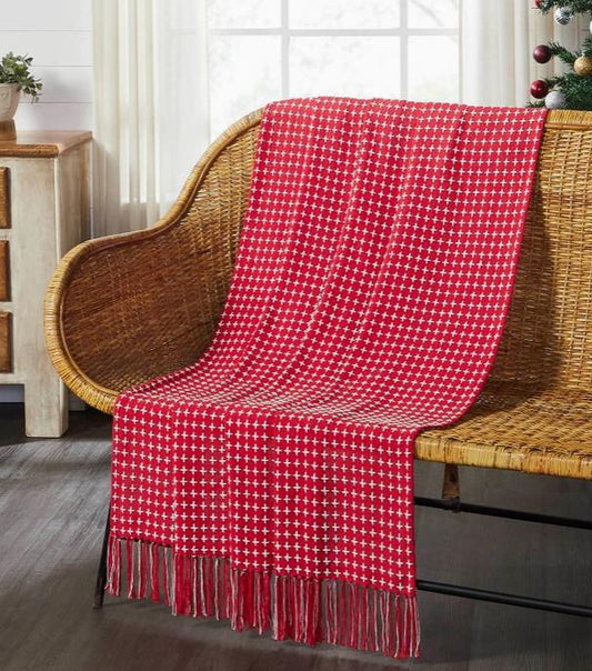 Gallen Red White Woven Throw