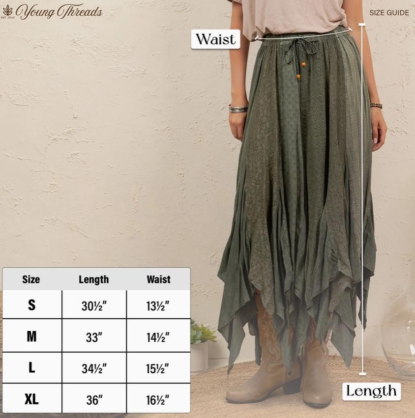 Boho Handkerchief Hem Patchwork Maxi Skirt (Gravel)