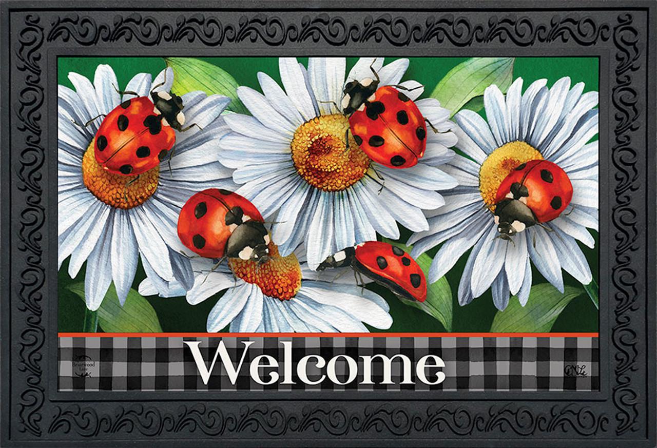 Ladybugs and Daisies Doormat