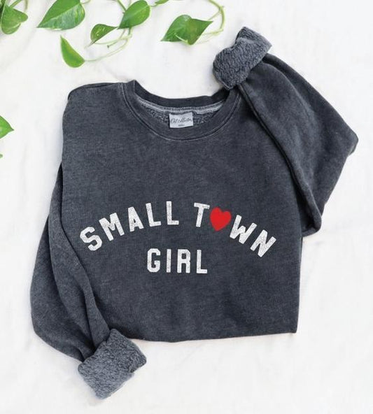Small Town Girl Mineral Graphic Sweatshirt (Vintage Black)