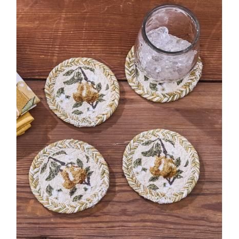 Park Design Golden Pear Print Braided Coaster Set of 4