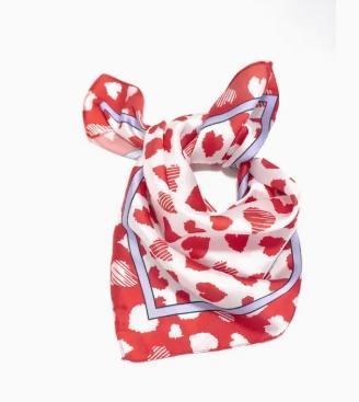 Valentine Red Heart Silky Feel Bandana Scarf