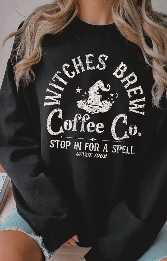 Witches Brew Coffee Co Graphic Brushed Sweatshirts (Black)