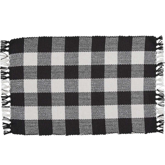 Wicklow Check Yarn Placemat (Black & Cream)