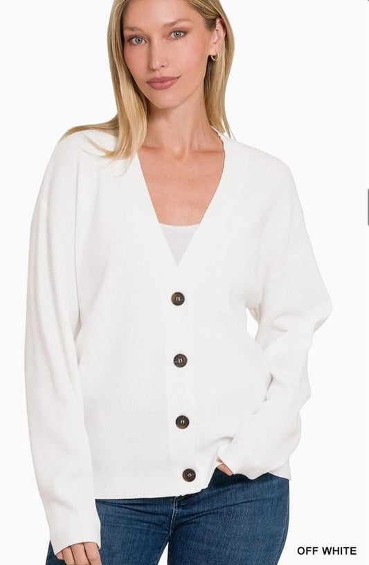 Viscose Sweater Cardigan (Off White)