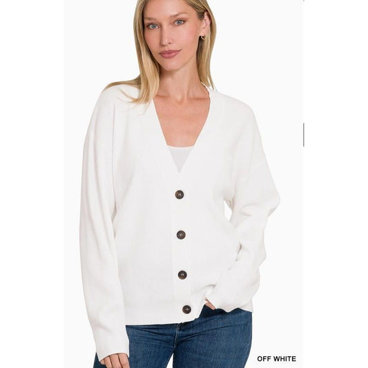 Viscose Sweater Cardigan (Off White)