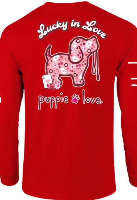 Lucky In Love Pup Long Sleeve Tee Valentine’s Day