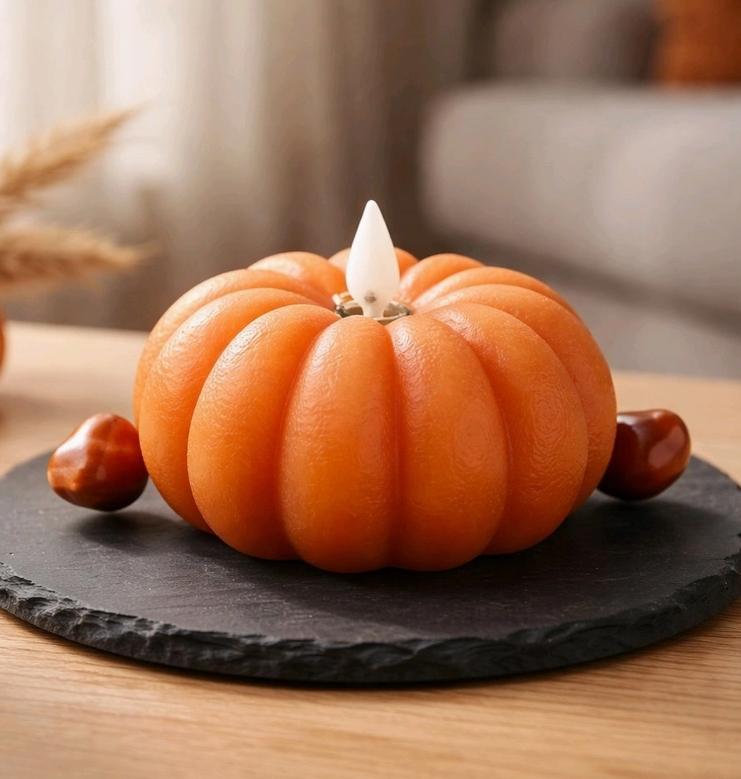 Orange Pumpkin Carved Moving Flame
