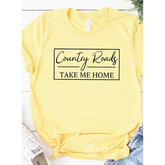 Country Roads Take Me Home Tee (Heathered Yellow)