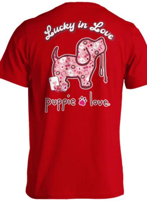 Lucky In Love Pup Tee-Valentine’s Day